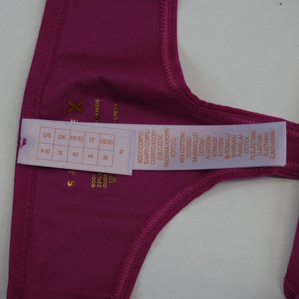 NWT Savage X Fenty Lingerie Set Women Magenta Bra Thong 36DDD M Intimates